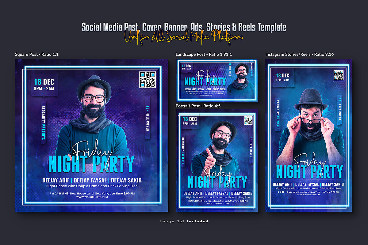 Music Night Party Social Media Set, a Social Media Template by Creative_View (Photo 4 of 8)