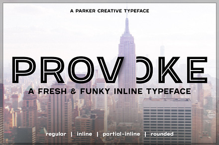Provoke Inline Font, a Sans Serif Font by Parker Creative