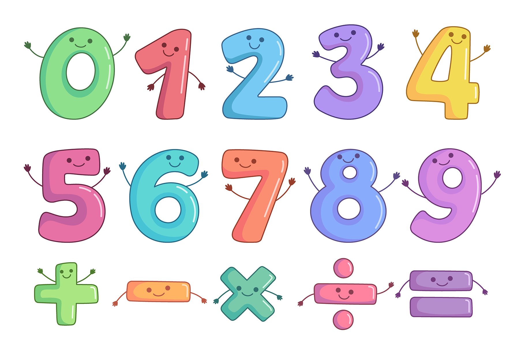 Cartoon figures, numbers, math signs, an Education Illustration by Cmeree