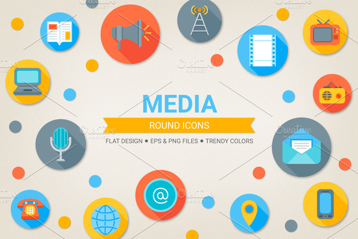 Round media icons