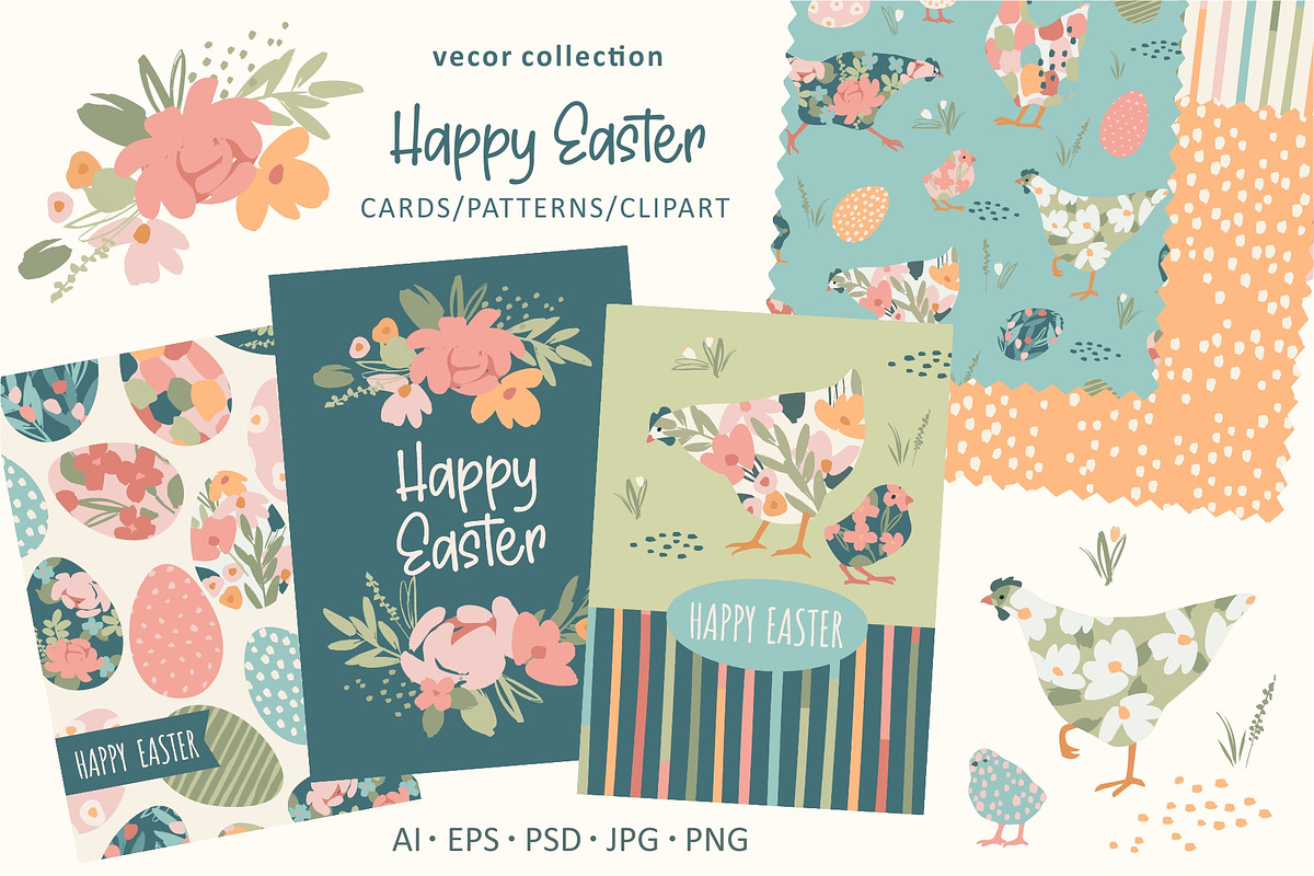 Happy Easter! Cute vector collection, a Seasonal Illustration by Nadia Grapes (Photo 1 of 10)