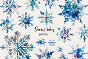 Snowflake Watercolor Clipart. AI