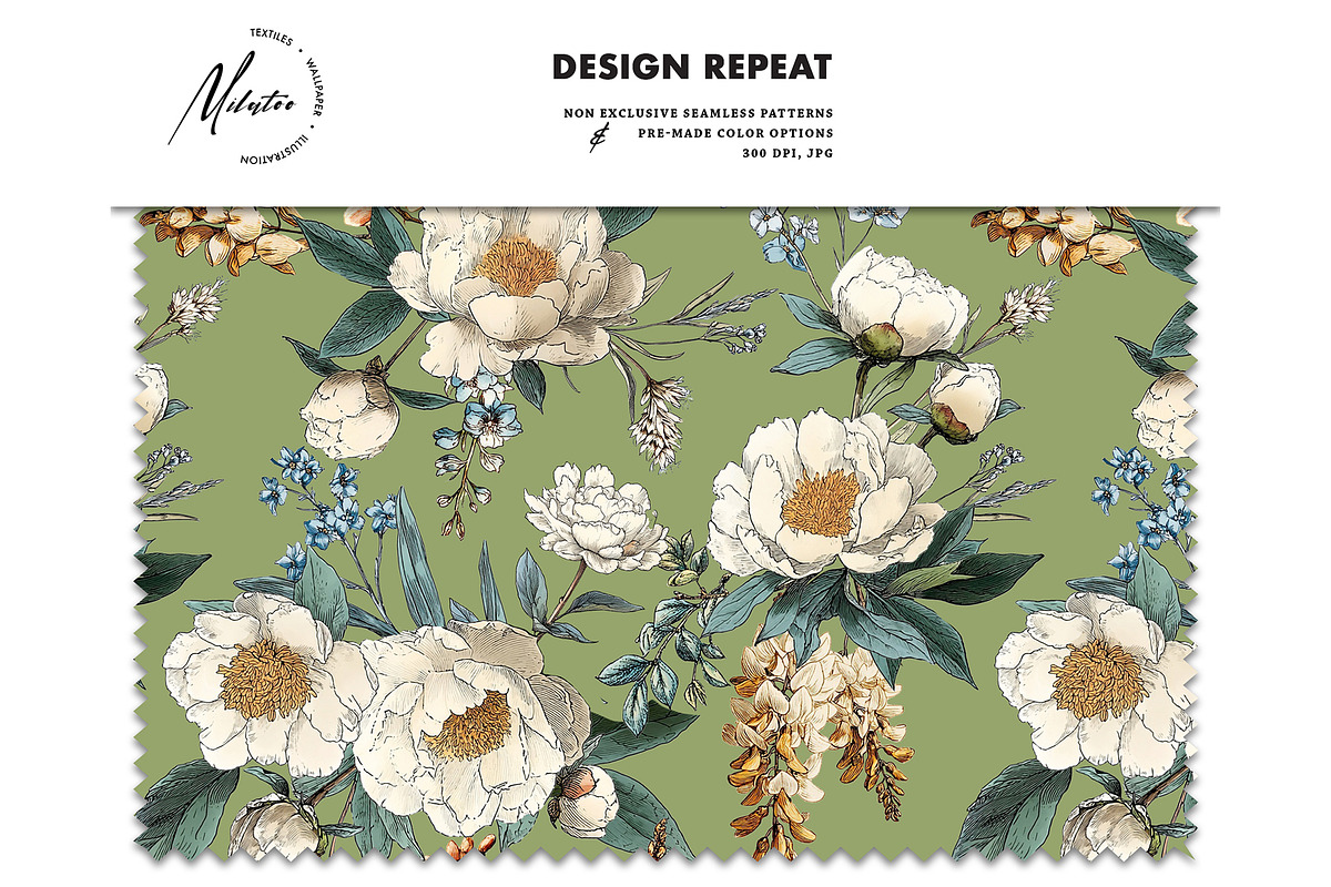 Flower lush peony seamless pattern, a Pattern Graphic by Milatoo (Photo 8 of 10)