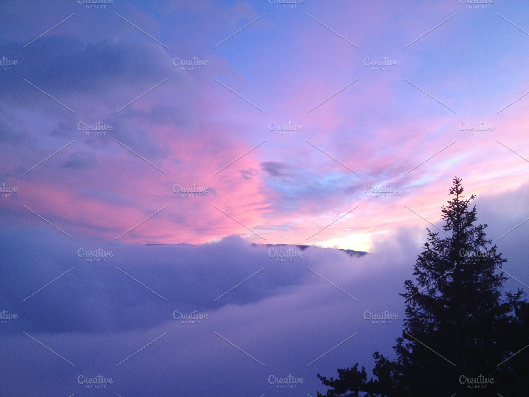 Purple Blue Sunset Containing Sunset Hills And Purple