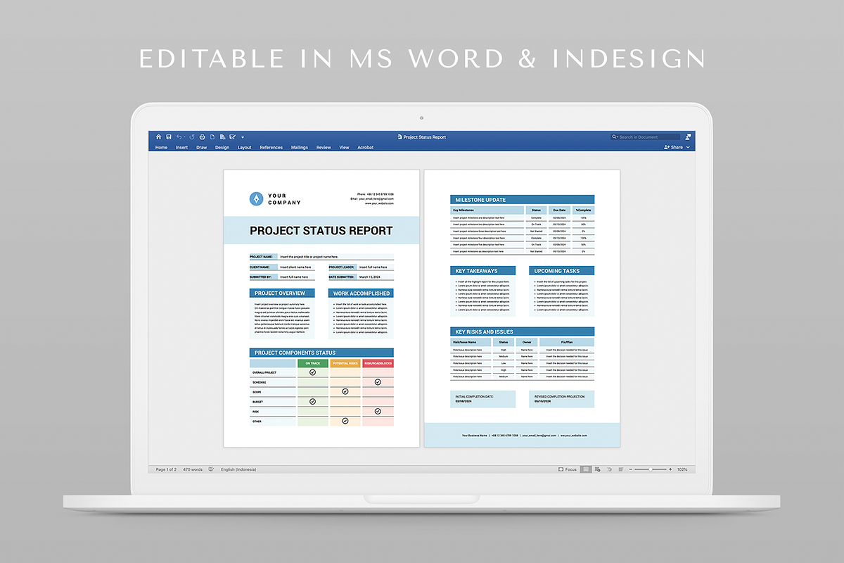 Project Status Report | Word & Indd, a Stationery Template by Leaflove