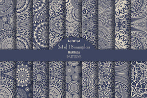 Set of 18 seamless pattern Mandala