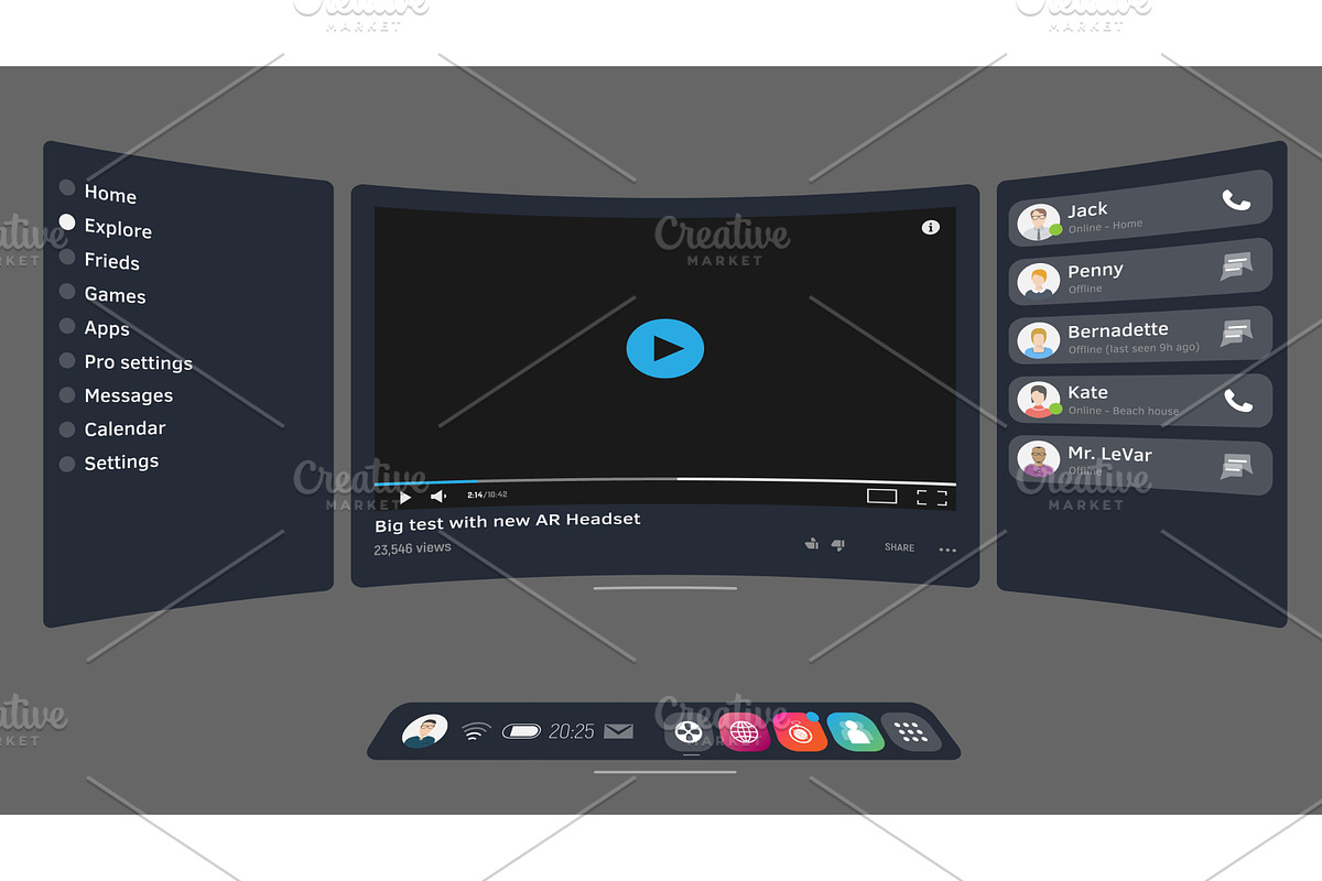 VR headset UI overlay, a Technology Illustration by SkyVectors