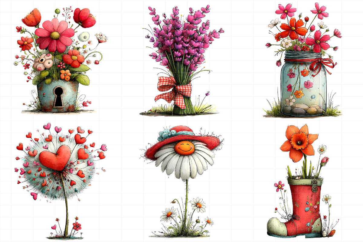 Whimsical Flowers Spring Clipart, an Illustration by Daily.Designs (Photo 8 of 8)