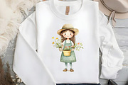 Cute Girl Gardener Cliparts, an Illustration by DreamCafeArt (Thumbnail 6 of 9)