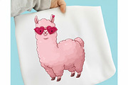 Playful Pink Llama Whimsical Clipart, a Seasonal Illustration by designcity5 (Thumbnail 3 of 5)