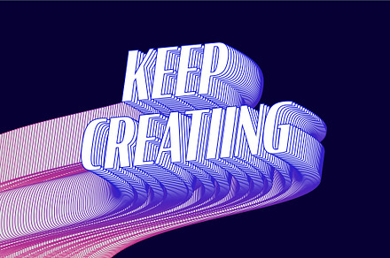 Blue 3D Stretched Type Text Effect