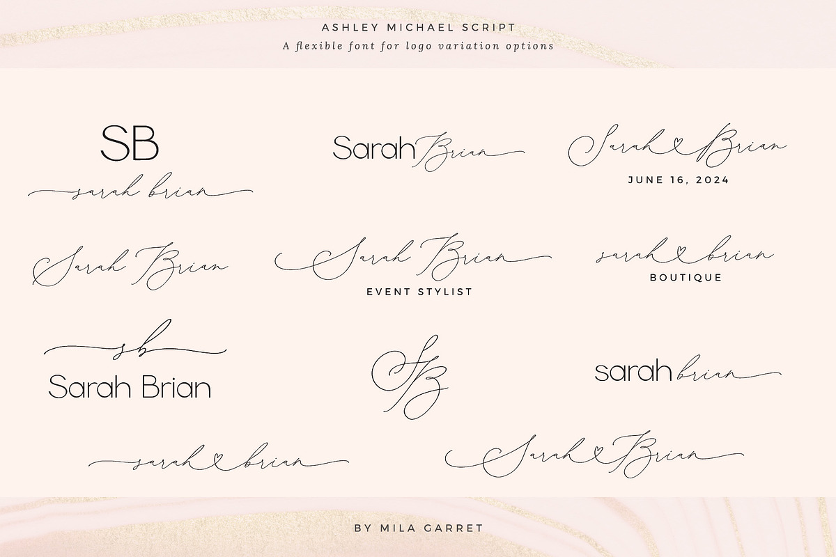 Ashley Michael Heart Wedding Script, a Script Font by Mila Garret (Photo 9 of 20)