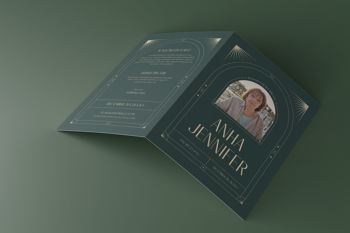 Green Aesthetic Funeral Program, a Brochure Template by Neermana (Photo 2 of 4)