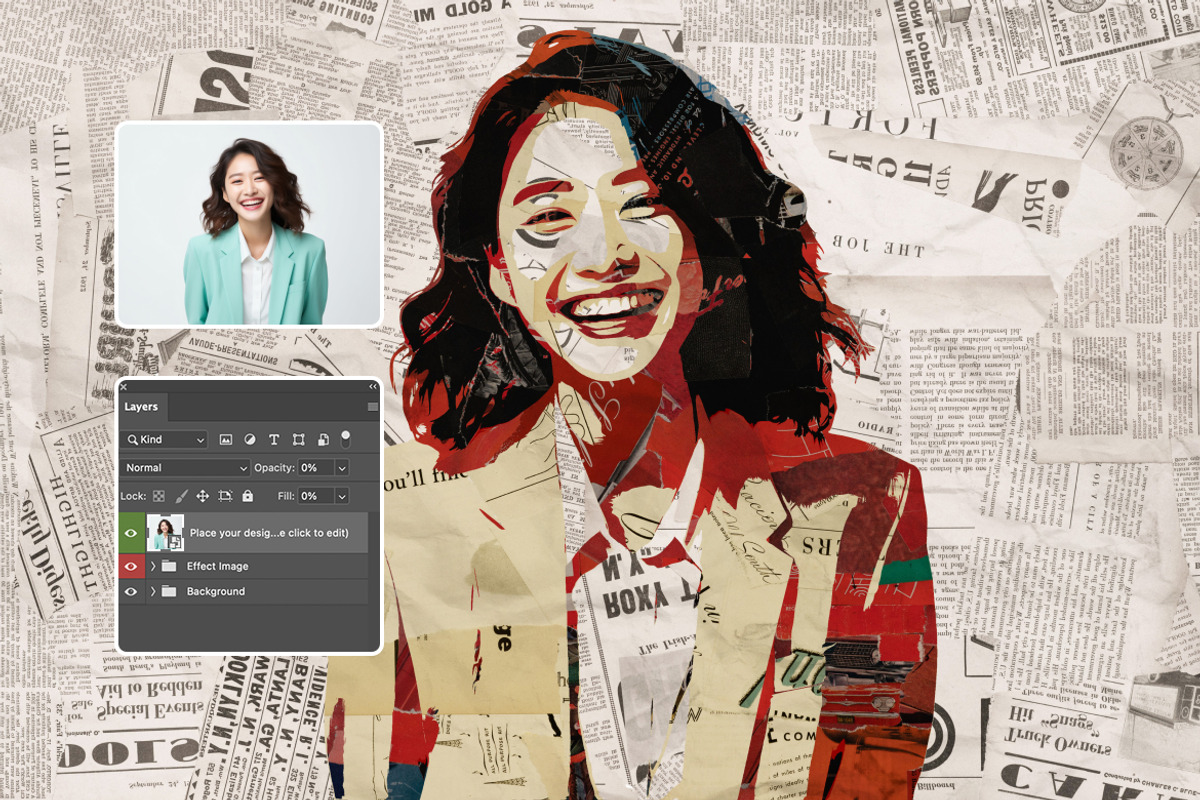 Collage Art Photo Effect, a Layer Style Add-On by dokudokunomi