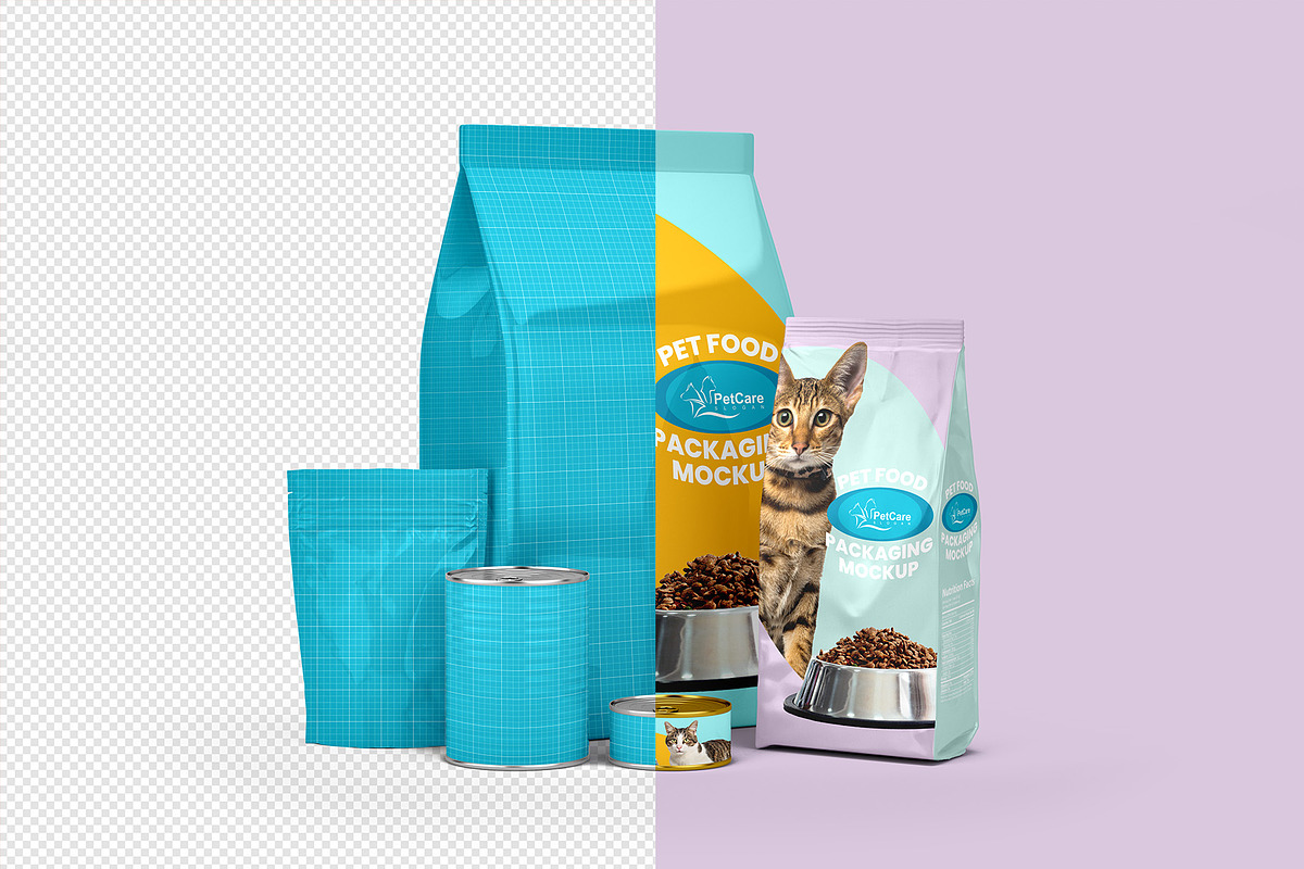 Pet Food Packaging Mockup - 8 views, a Packaging Mockup by Illusiongraphic