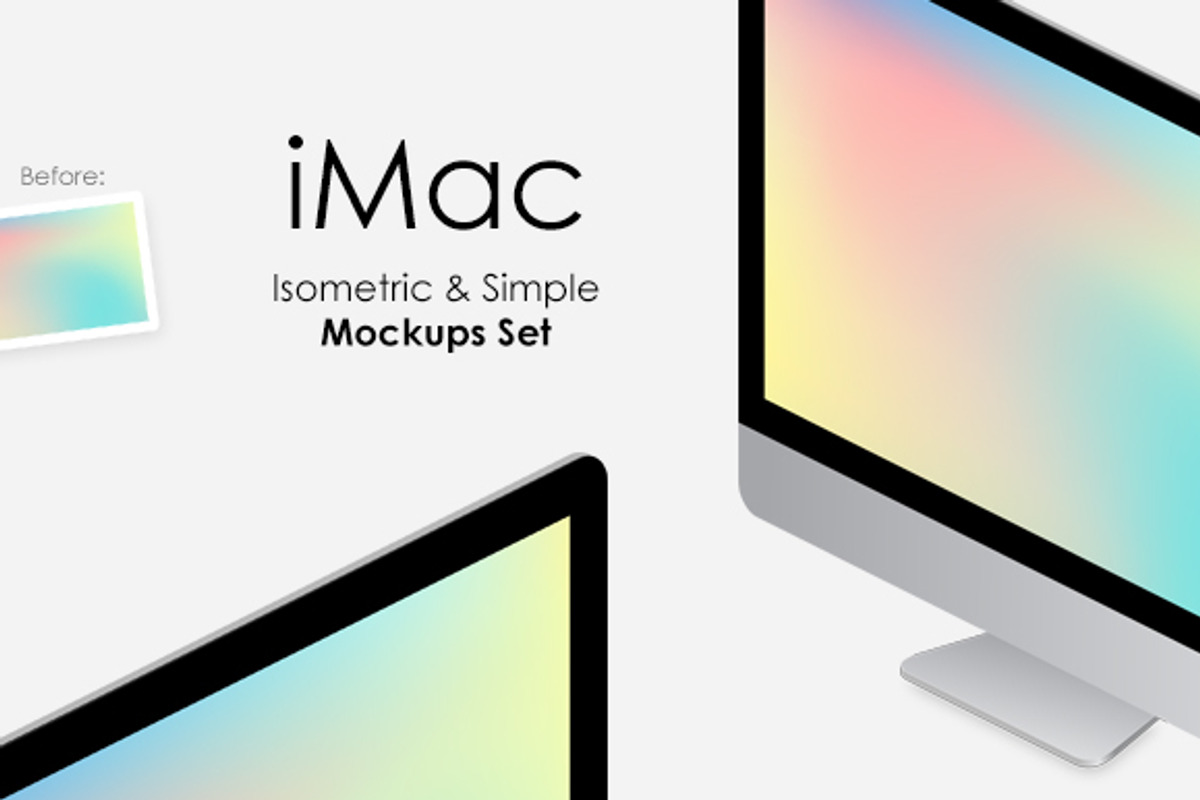 iMac Isometric & Simple Mockups Set, a Mac Mockup by tamiq (Photo 1 of 5)