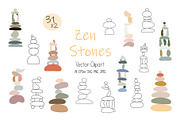 Zen Stones cairns vector clipart, a Decorative Illustration by Contes_de_fée (Thumbnail 1 of 4)