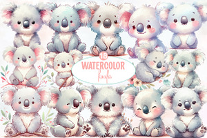 Watercolor koala clipart, an Illustration by Designworld
