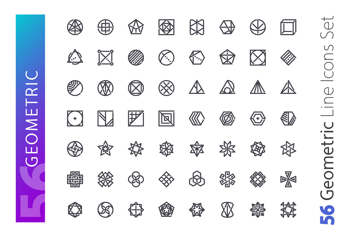Geometric Line Icons Set, an Outline Icon by Voysla's Shop (Photo 2 of 4)