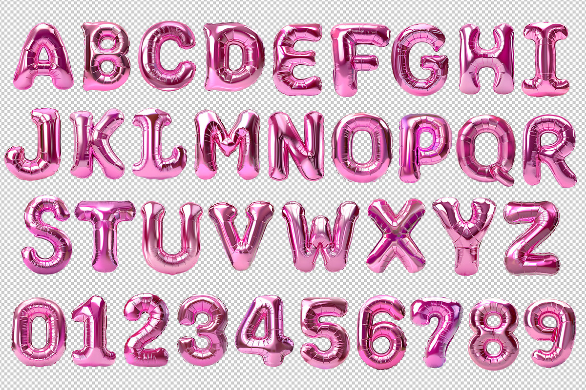 Pink Balloon Alphabet PNG Clipart, an Object Graphic by NataKa (Photo 3 of 7)