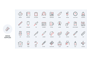 Office supplies stationery icons, an Object Illustration by Lemberg Vector