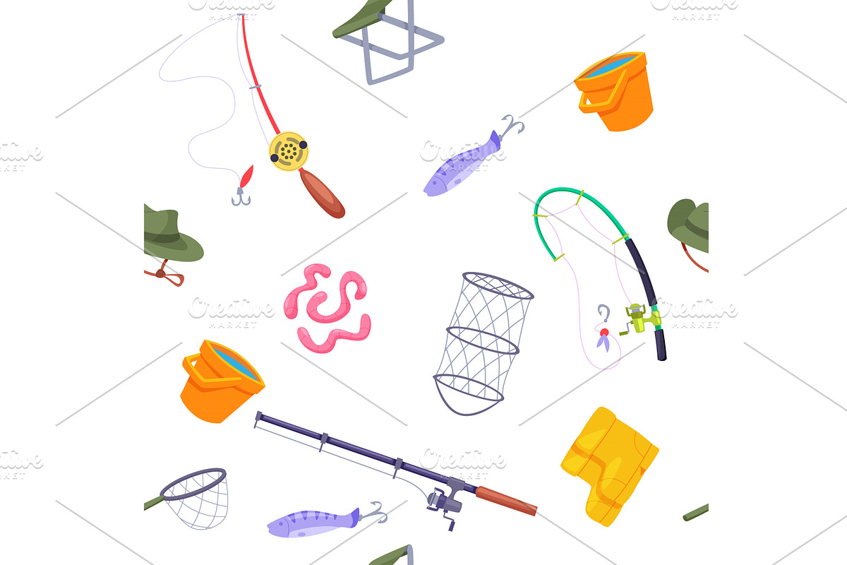 Fishing pattern. vector seamless, a Sport Illustration by Onyx