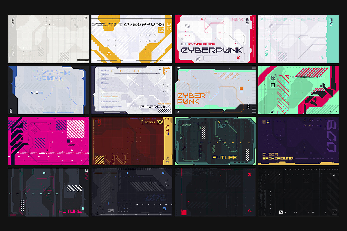 Cyberpunk Backgrounds Set. Vol 2, a Background Graphic by Olga Ryzychenko