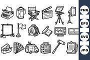 Hand Drawn Film Equipment Set, an Illustration by designvectx (Thumbnail 1 of 3)