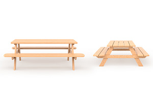 Wooden picnic table with long, an Environmental 3D Model by Marozhkastudio