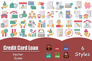 Credit Card Loan Vector Icons Set, an Outline Icon by Vector Portal