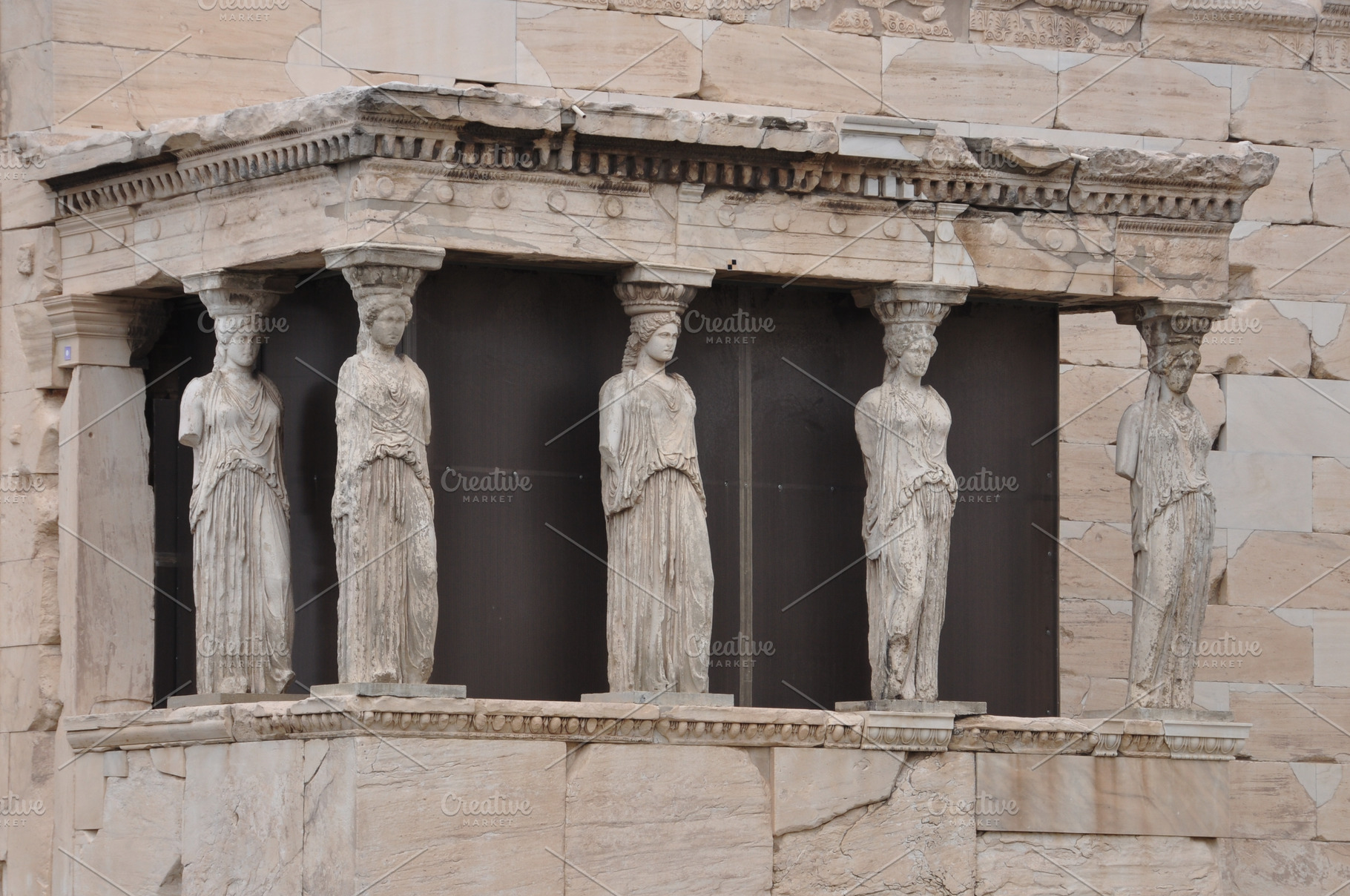 Porch Of Caryatids Ancient Statues, an Architecture Photo by sirylok