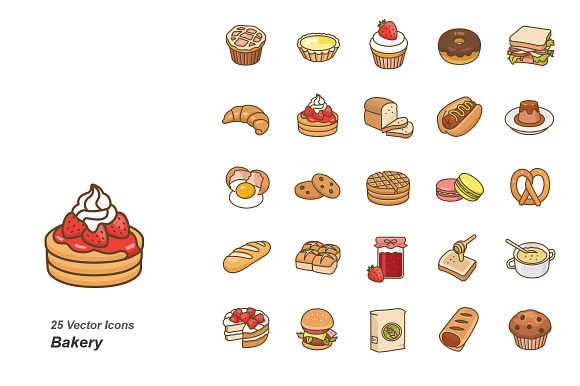 Bakery Color Vector Icons