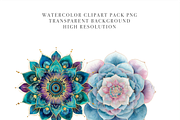 20 Watercolor Mandala Clipart, a Decorative Illustration by Pati Charm Studio (Thumbnail 5 of 8)