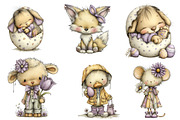 whimsical easter animal clipart, an Illustration by CreationArt (Thumbnail 3 of 6)