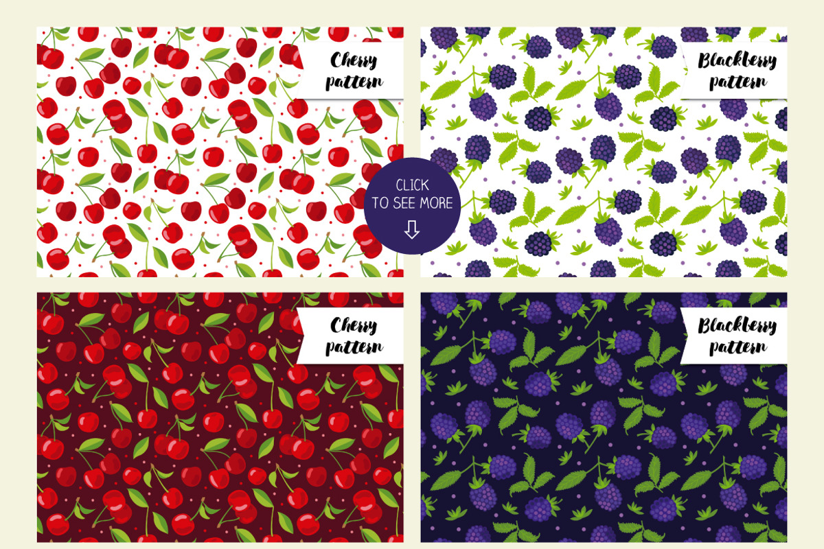 Vector berry patterns, a Decorative Illustration by martynmarin (Photo 7 of 7)