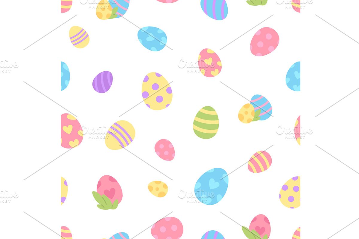 Colored decorative eggs seamless, an Illustration by LadadikArt