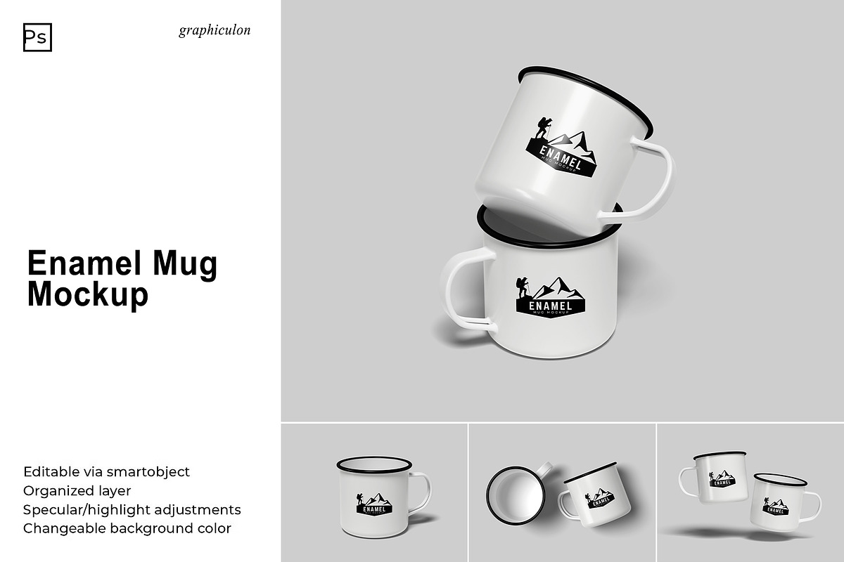 Enamel Mug Mockup, a Cups & Container Mockup by Graphiculon (Photo 1 of 11)