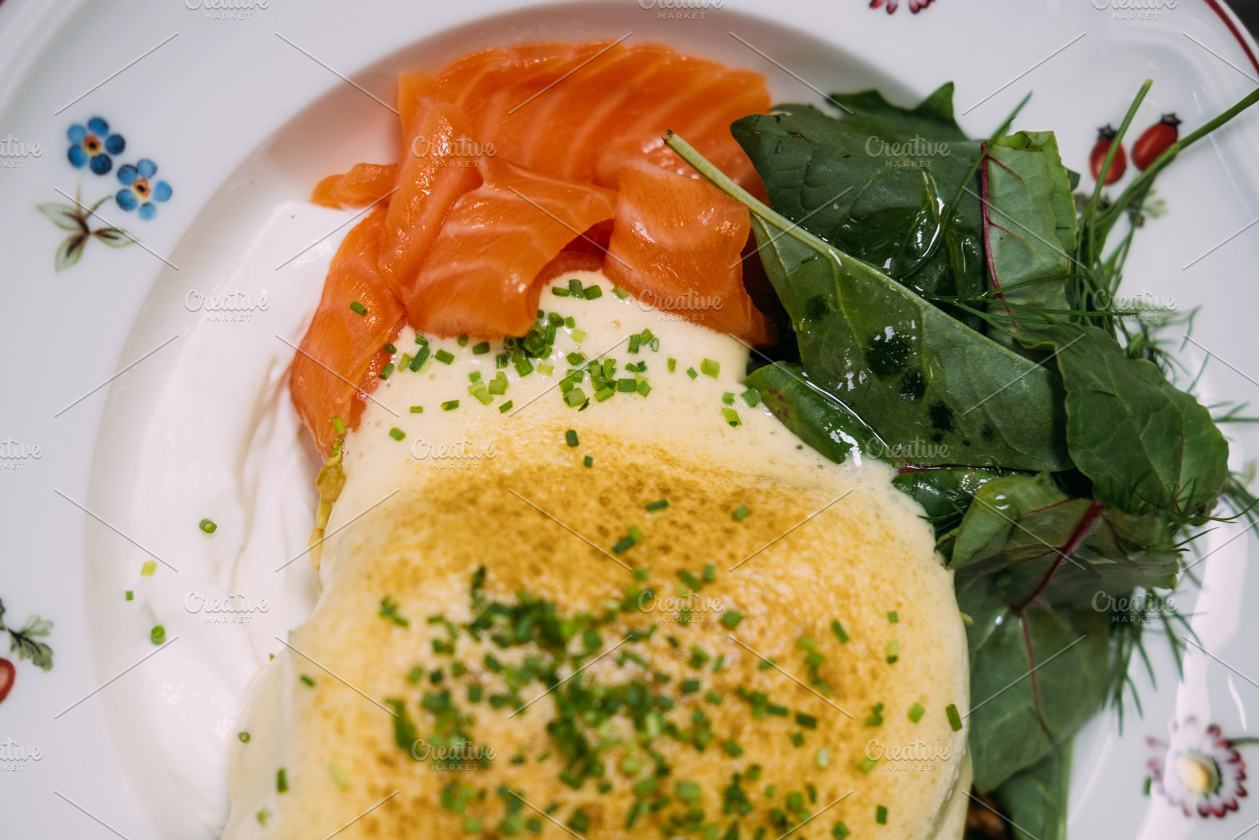Hollandaise sauce breakfast dish appetizing meal, a Food & Drink Photo by Photo Drive Studio