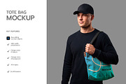 Canvas Tote Bag Mockup with Man, a Merchandise Mockup by graphypix (Thumbnail 2 of 4)