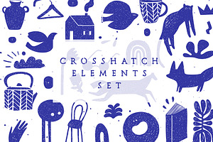 Crosshatch Elements Set, a Decorative Illustration by Anna