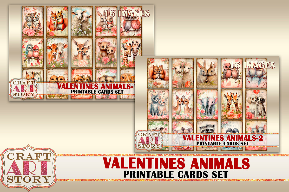 Valentines animals cards set-2, an Animal Illustration by CraftArtStory (Photo 5 of 7)