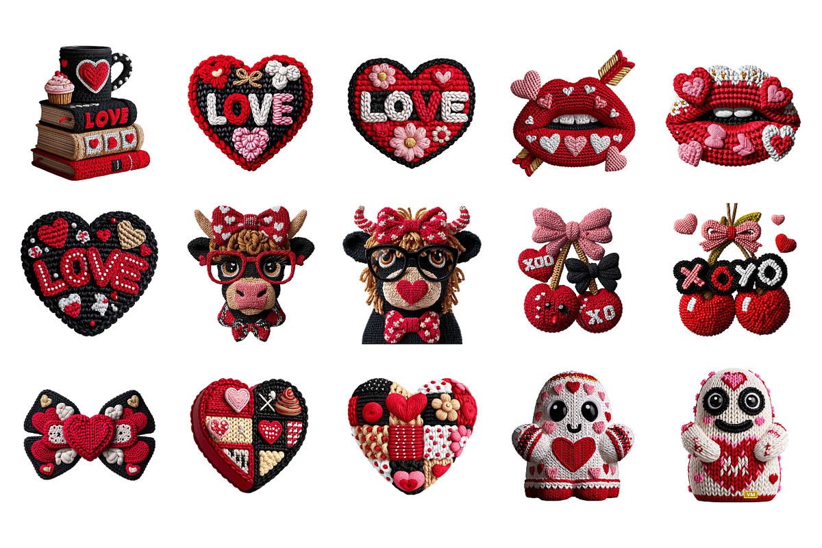 Faux Yarn Valentine Day Clipart, an Illustration by SinaCreation (Photo 2 of 11)