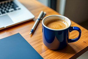 Coffee cup and laptop, a Photo by rarrarorro