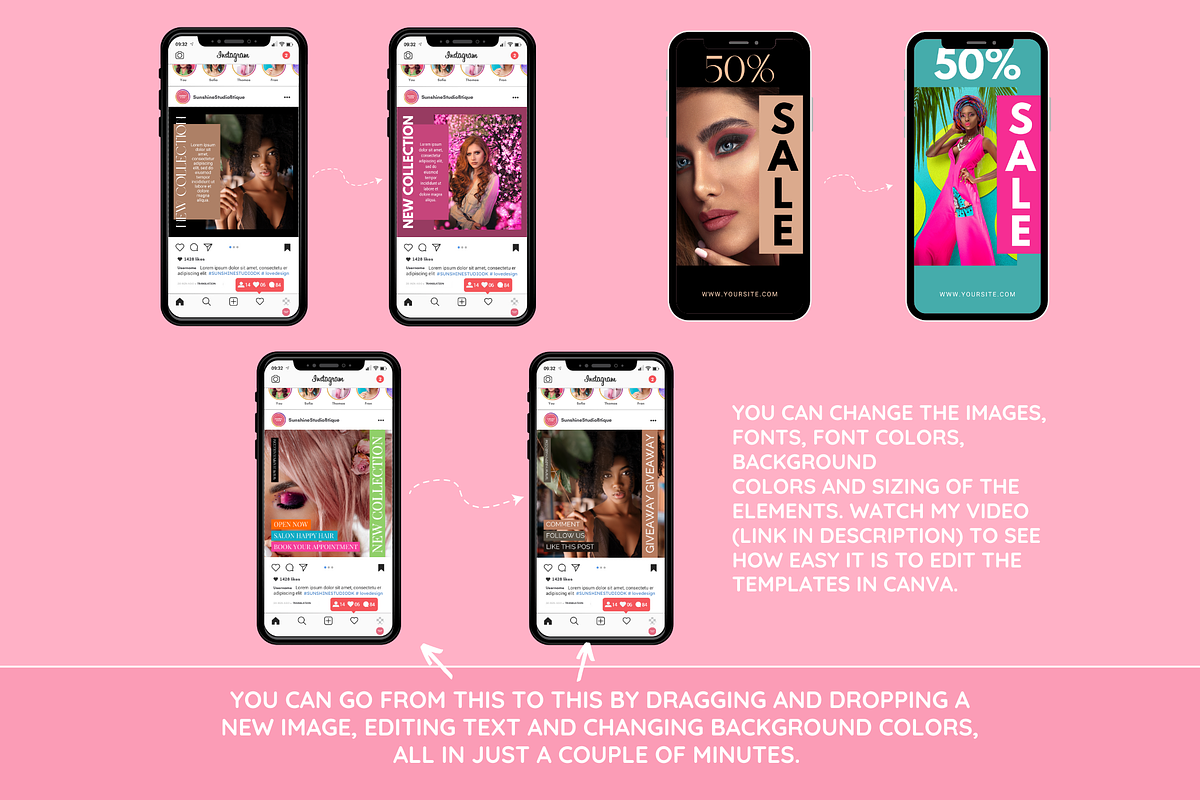 Peach Pink Instagram Templates, a Social Media Template by SunshineStudioBoutique (Photo 10 of 12)
