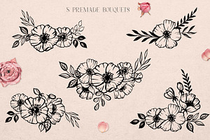 Line Art Women & Flowers Collection