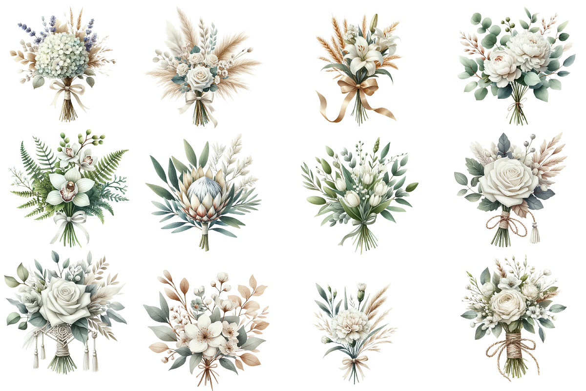 Watercolor White Boho Wedding Floral, an Illustration by Designworld (Photo 4 of 5)