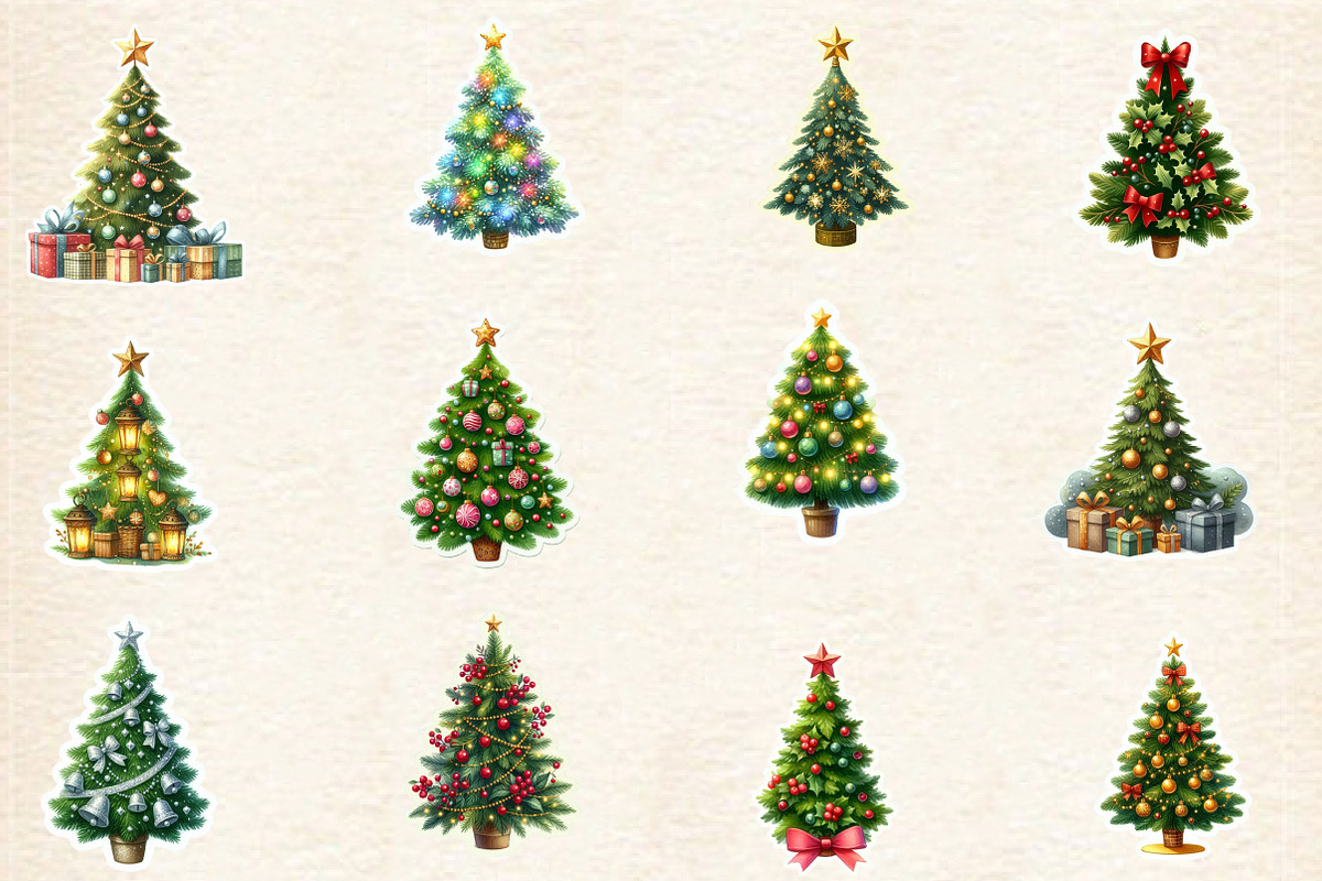 Christmas Tree Sticker Clipart, an Illustration by Designworld (Photo 2 of 5)