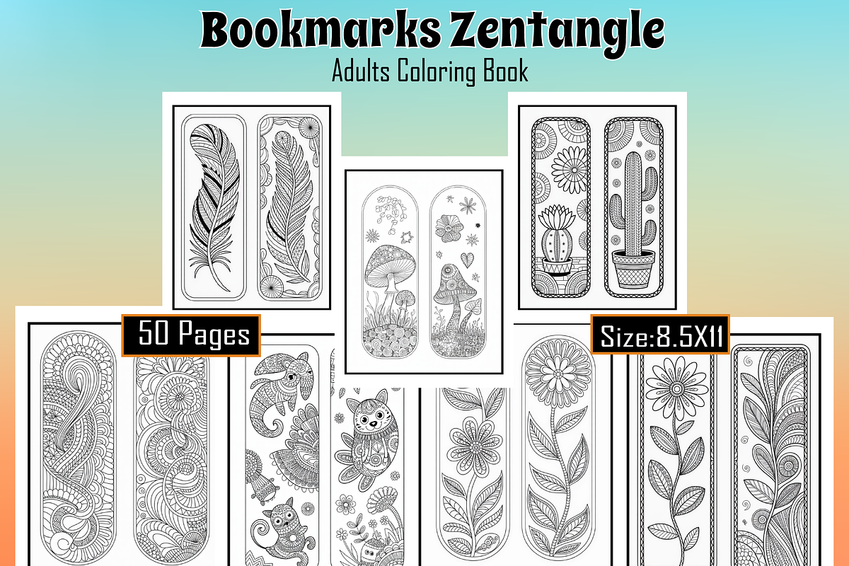 Bookmarks Zentangle Adults Coloring, an Animal Illustration by Printable Design Store (Photo 1 of 4)