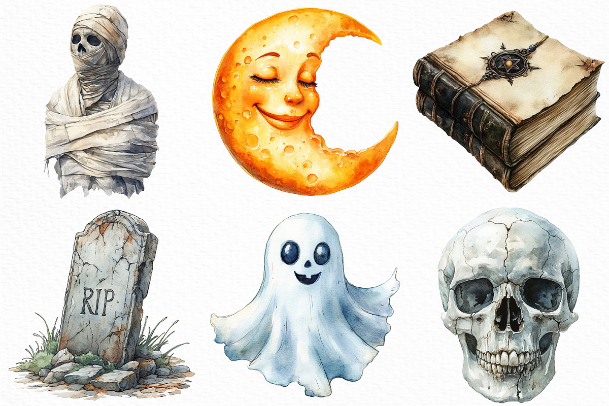 Watercolor Halloween Day Clipart, an Illustration by Craft Nest (Photo 5 of 6)