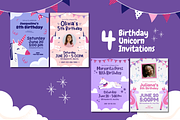 Unicorn Birthday Invitations, a Templates & Theme by TemplateCastleStore (Thumbnail 7 of 9)
